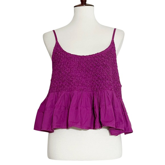 Anthropologie Smocked Swing‎ Tank Top Sleeveless Ruffle Size XL - Picture 4 of 11